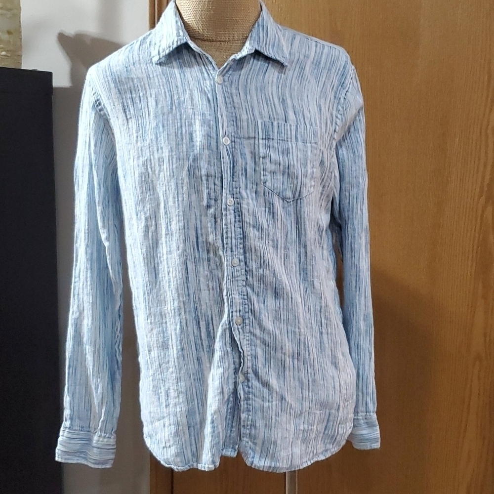Jachs new york linen striped hues of Mumbai classic fit long sleeve shirt - Picture 2 of 7